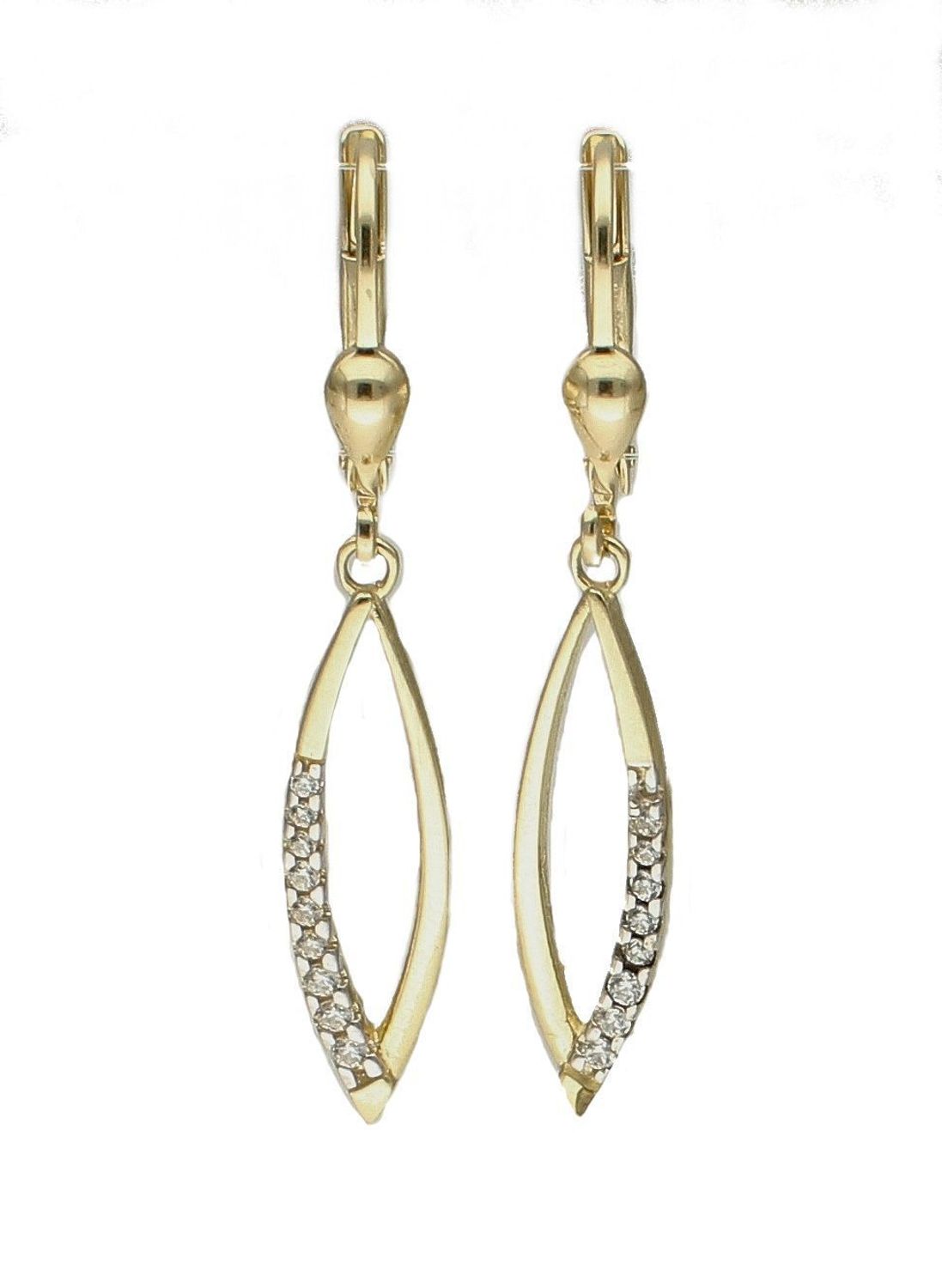 Złote kolczyki wiszące łezki próby 333 KL 5766 333. Na prezent. Klasyczne kolczyki. Eleganckie, złote kolczyki w ponadczasowym kształcie to piękny dodatek pasujący do wielu stylizacji..jpg